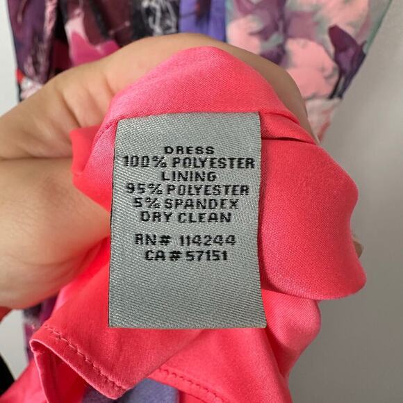 Eliza J Dress Maxi Halter Floral Chiffon Sleeveless High Waist Pink Purple 16 - Picture 6 of 7